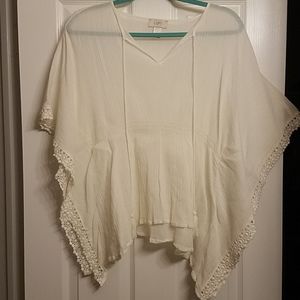Loft poncho style short sleeve blouse